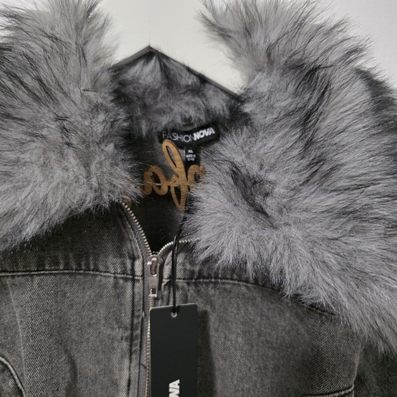 Fashion Nova Myla Faux Fur Denim Jacket - Picture 2 of 8